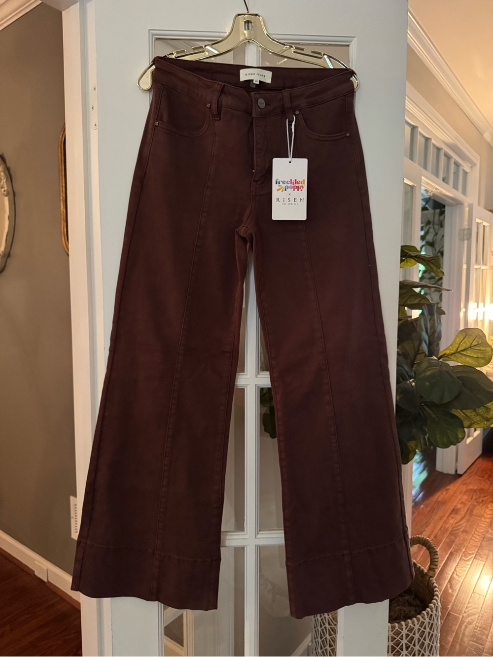 Risen Chocolate Brown Wide Leg Jeans